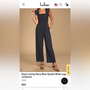 Brand new with tags! Lulu’s Navy Blue Eyelet Jumpsuit